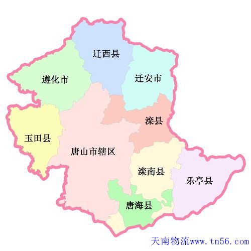 东莞到唐山物流地图