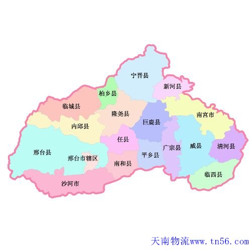 东莞到邢台物流地图