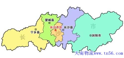 东莞到长沙市物流地图