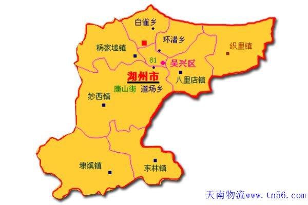 东莞到湖州市物流地图