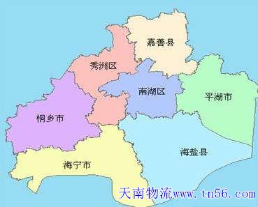 东莞到嘉兴市物流地图