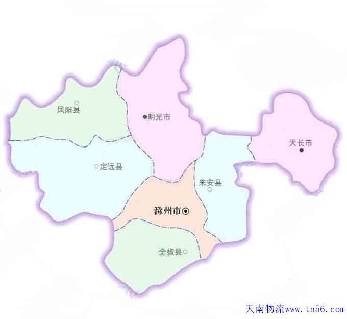 东莞到滁州市物流地图