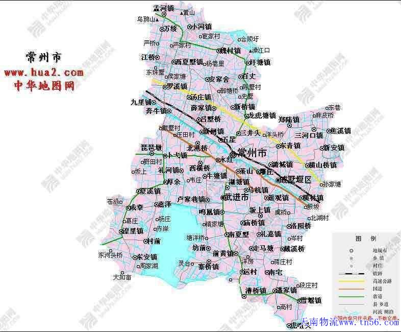 东莞到常州市物流地图