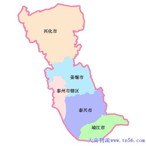 东莞到泰州市物流地图