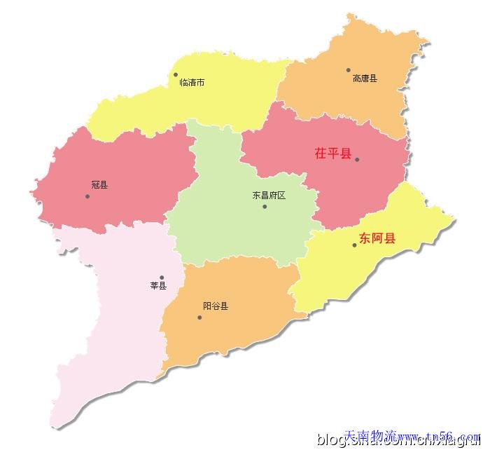 东莞到聊城市物流地图