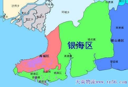 东莞到北海市物流地图